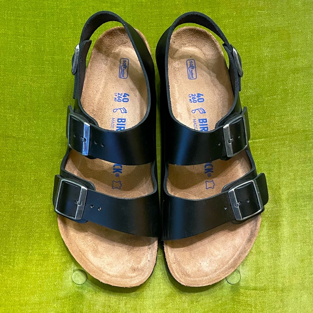 Birkenstock Milano in Smooth Black Amalfi Leather